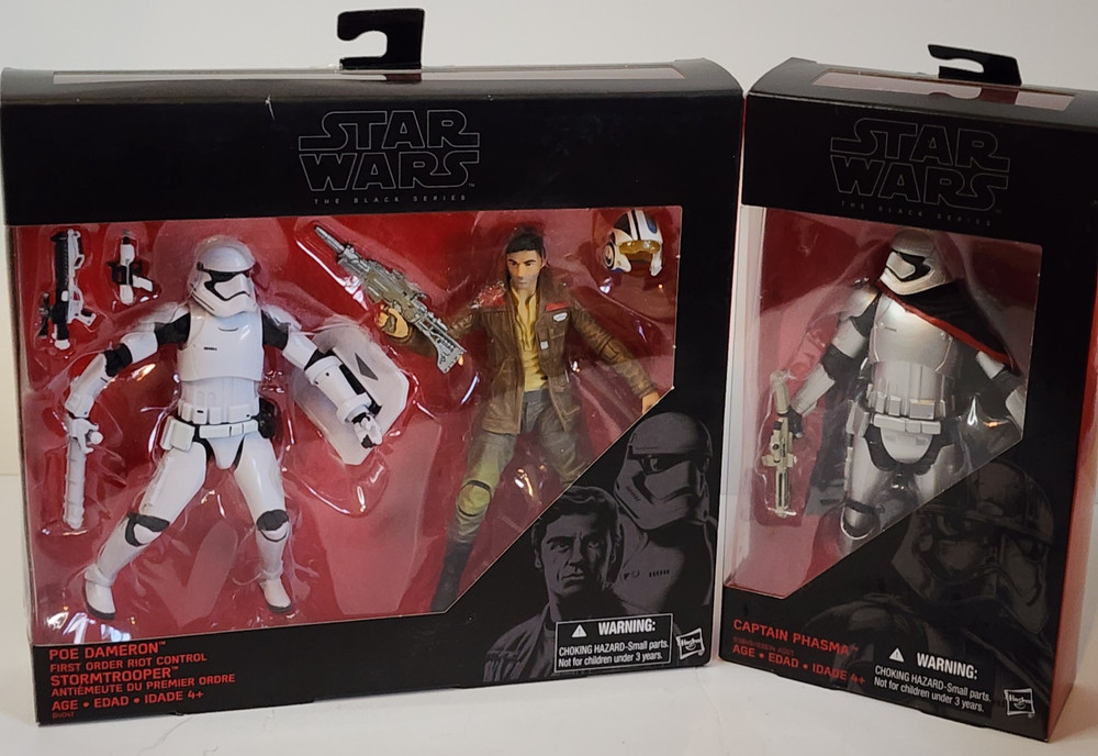 Hasbro Star Wars the Black Series CPT PHASMA, POE, an STORM TROOPER sealed NIB