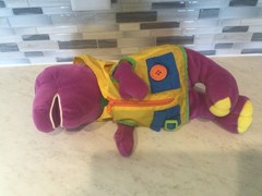 BARNEY IN RAINCOAT 14”PLUSHIE RAINY DAYS