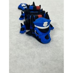 3D Printed Articulated Police Dragon Blue Black Flexible Figurine Toy 5.5 Inch