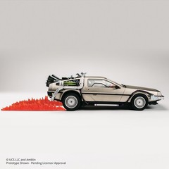 Tomy 1/10 Die Cast Back to the Future DeLorean Time Machine w/ Einstein Flames