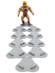 LOT OF 10 CUSTOM GRAY STANDS FIT 5.5” VINTAGE MOTU FIGURES. DISPLAY BASE STAND.
