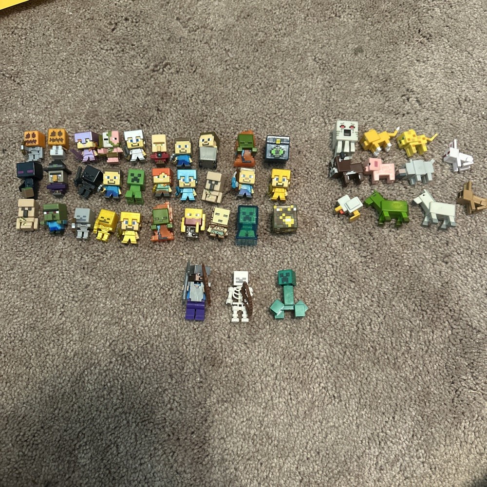 Large Minecraft Action Figure Lot Mixed Characters Blocks Varies Sizes