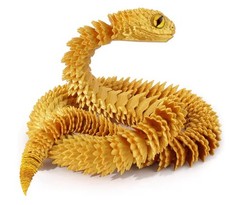 3D Printed Articulated Snake 29” Crystal-Like Movable Snake Golden Snake