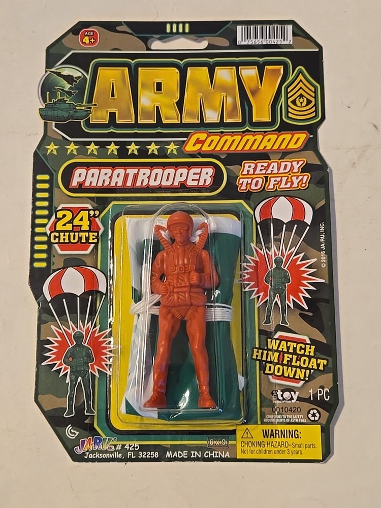 ARMY COMMAND PARATROOPER TOY 24″ parachute 2016 Jaru skydiving figure #425 New