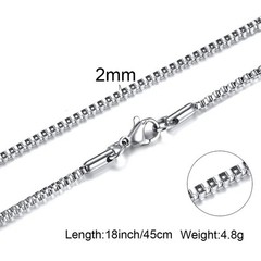 1/2/3MM Thin Chain Necklace for Men,Stainless Steel Square Box Chain Link