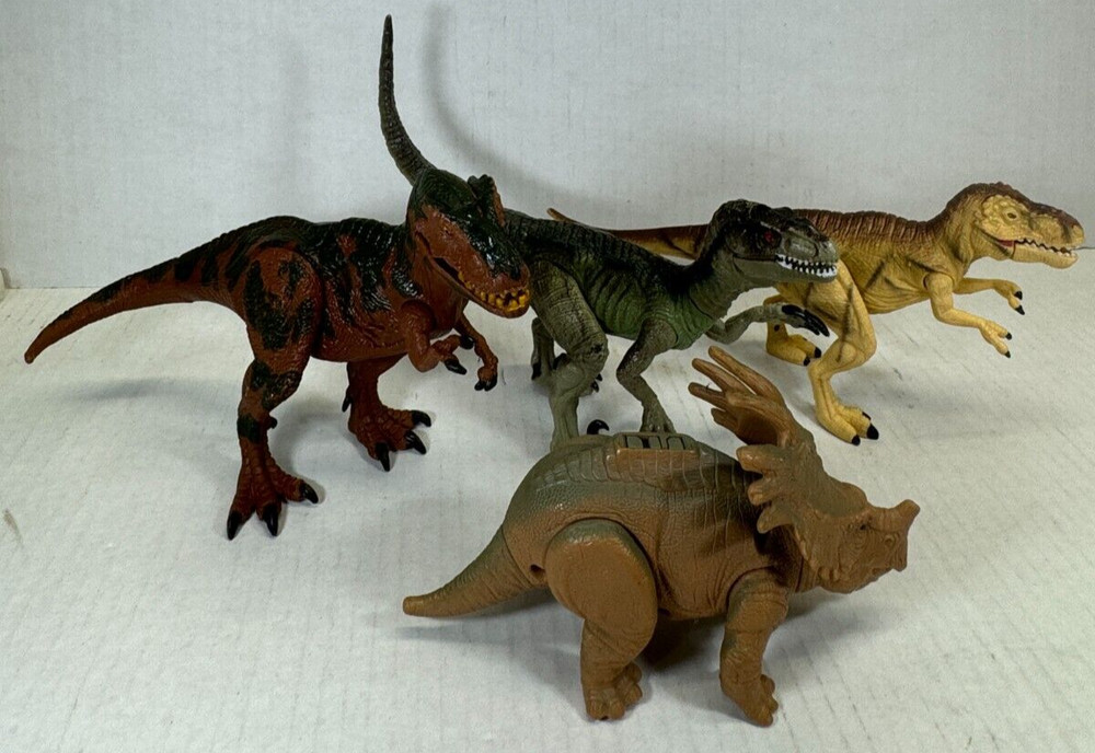 (4) Dinosaur Toy Lot Plastic Rubber Figures See Pics