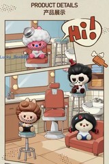 One Set Pop Beans The Monsters Hair Salon Series Blind Box Mini Figure NEW