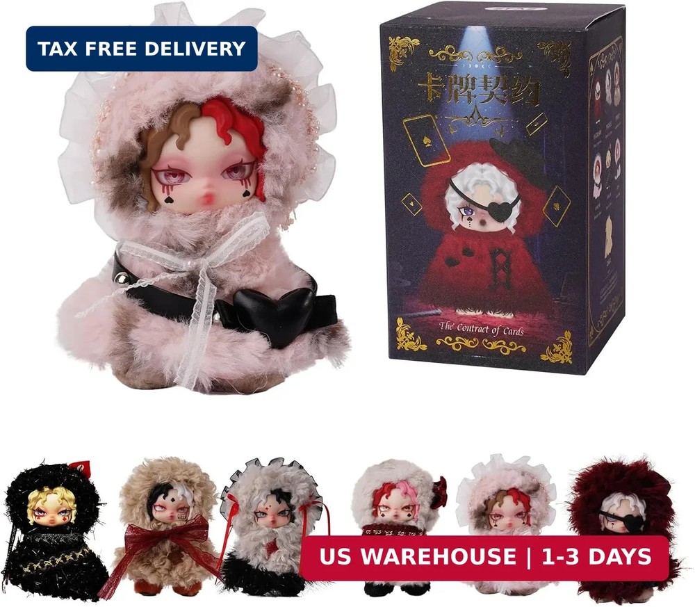 Card Pact Series Plush Blind Box – 4.7″ Random Character Plush Doll Keychain, Cu