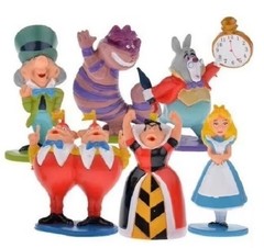 6 PC Set Alice in Wonderland Playset PVC Figure Cake Topper Toy