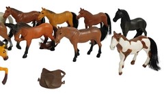 Lot of 12 Play Toy Horse Figurines Vintage & Modern Approx. 3 in + Saddle