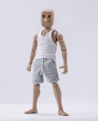 1/12 male classic white vest & gray shorts for 6″ figure Nota Mezco MixMax ❶USA❶