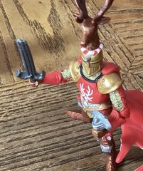 Papo 2007 Knight & Horse Red White Gold Deer Head Helmet Toy *sword Damage