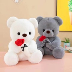 Cute Teddy Bear Plush Toy with Roses, Valentine’s Day Gift