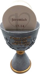 Stone Communion Cup / Chalice and Hosts with 150 Different Biblical Verses 6 In