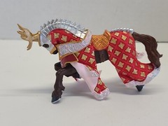 Papo Medieval Knight Action Figure Fantasy Cavalry Horse Stag Deer Red Gold