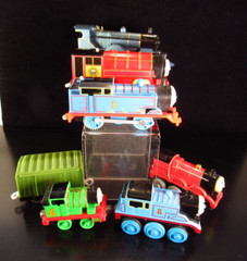 Lot of 7 Train Cars, 5 Thomas the Tank Engine Plastic, Die Cast Metal