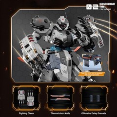 Gray Heavy Armor Mech Action Figure 3-Piece Set Articulated Robot Collectible Mo