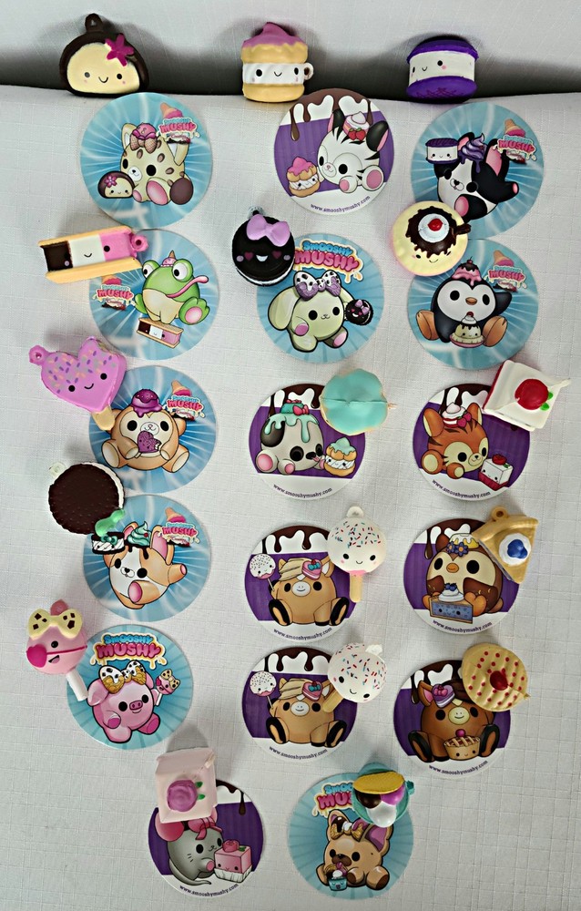 Smooshy Mushy Minis Lot of 17 Squishies Complete with Matching Stickers