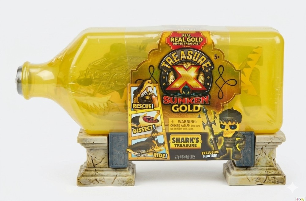 New Treasure X Sunken Gold Tiger Shark Rare with Figure And Container