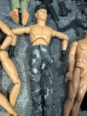 Lot of 6 Vtg 12” Army Military GI Joe Dolls Figures Soldiers With Clothes Guns