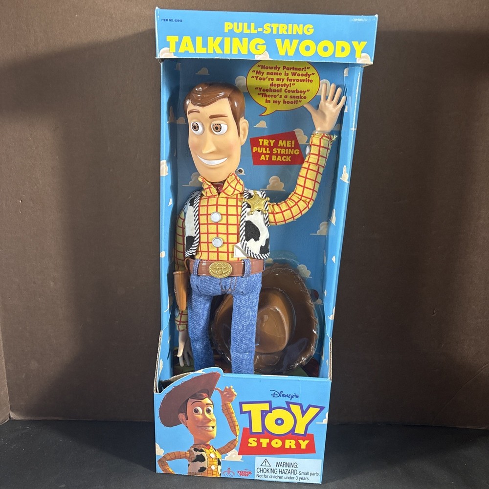 PULL-STRING TALKING WOODY VINTAGE ACTION FIGURE THINKWAY DISNEY NEW PIXAR VTG