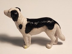 Spaniel Dog Figure Dollhouse Toy Hard Plastic Puppy 2.5″ Black White