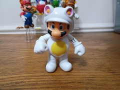 12-PK WHITE TANOOKI SUPER MARIO 4″ Lot Builder Penguin Cat Metal Raccoon Luigi