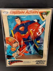 CAPTAIN ACTION IDEAL UNIFORMS SETS THIS SALE IS FOR A EMTY ACRYLIC CASE NO TOYS