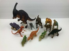 Toy Dinosaur Lot All Different Assorted Shapes Sizes Rubber Plastic Wood (13)