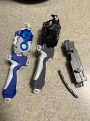 Dual/Double DB Left + Right Beyblade String Launcher Set & Grips (Black & White)