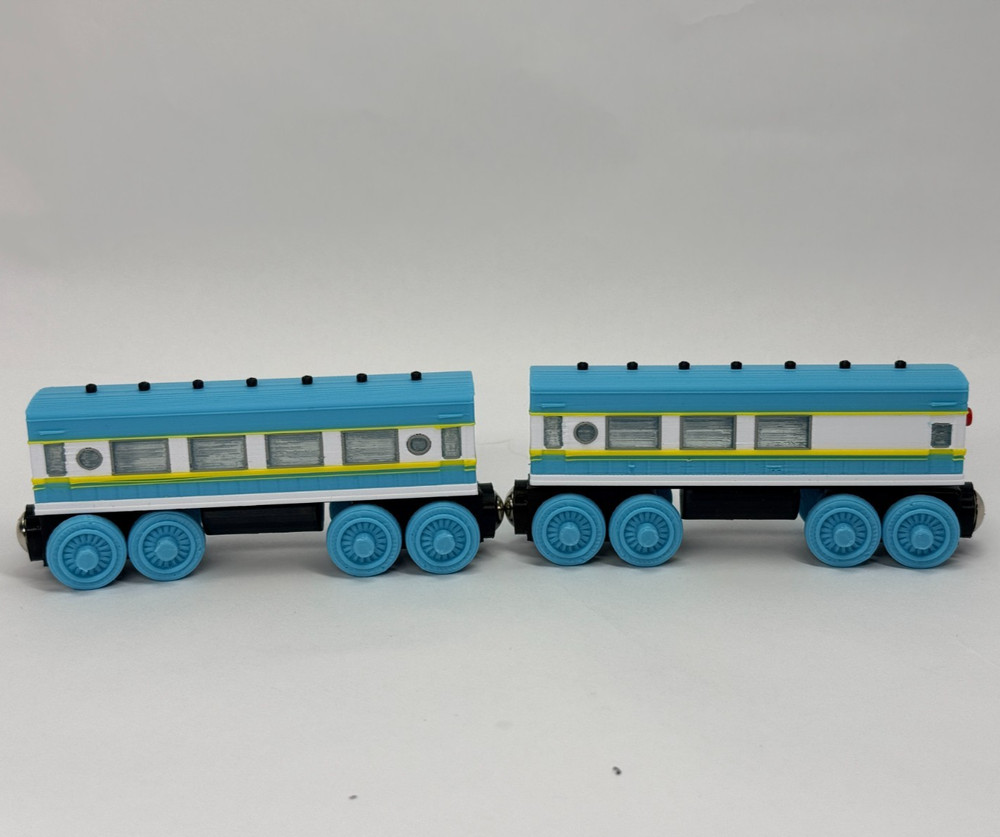 Wooden Railway Connor or Caitlin Custom Coach and Brake Van for Thomas Train