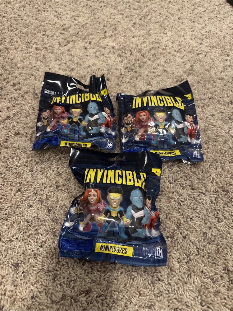 Invincible Series 1 3” Mini Figure Mystery Blind Bag Lot of 3 Unopened Packs