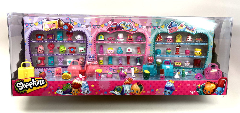 Shopkins Moose Toys Display Case with many Shopkins Figures