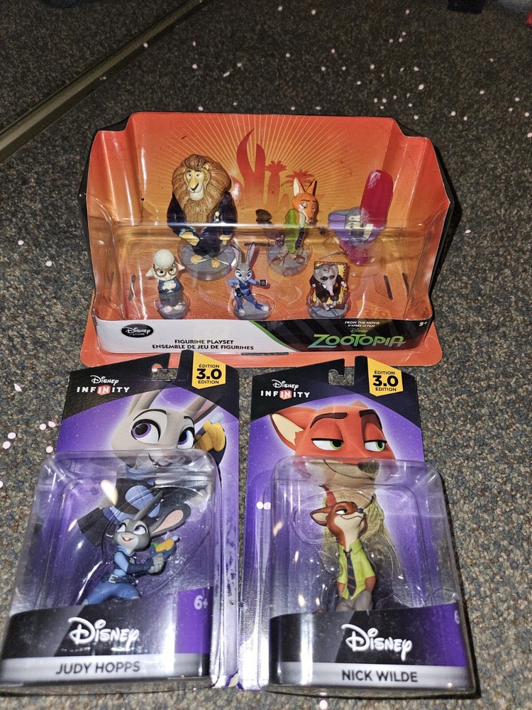 Disney Zootopia Six Figures W/ 2 Seperate Nick & Judy. 3 Packs Total Never Used