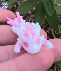 Mini Pink and White 3d Printed Lightning Dragon Articulated Flexi