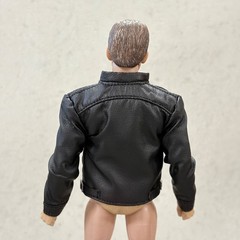 MO-MBJK-BK: 1/12 Black Slim Zipper Faux Leather Jacket for 6″ Slim action figure