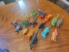 Lot of 17 Dinosaur Toys Assorted Types Sizes And Years Trex, Stego, More