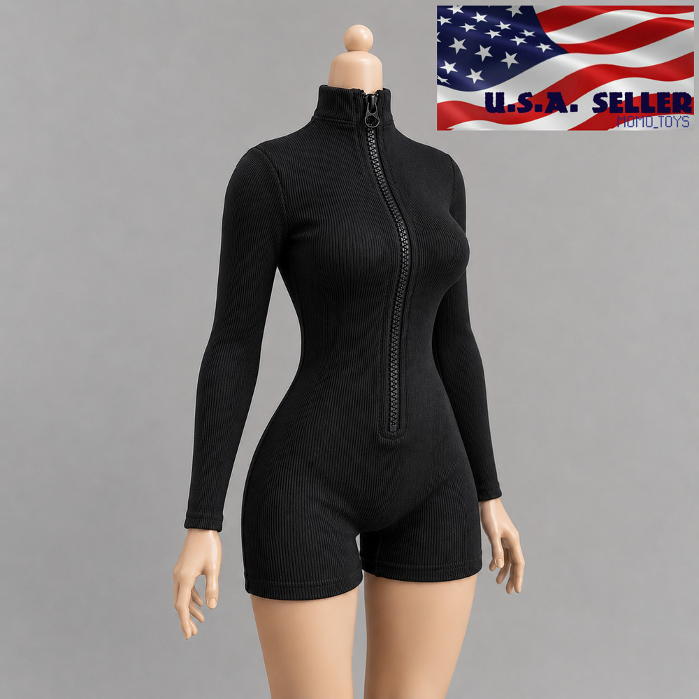 1/6 Zipped Bodysuit Jumpsuit Outfit For 12″ PHICEN Hot Toys Female Figure ❶USA❶