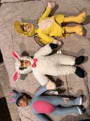 THE THREE STOOGES DOLLS 2002 EASTER THEME OUTFITS RABBIT, SHEEP AND DUCK