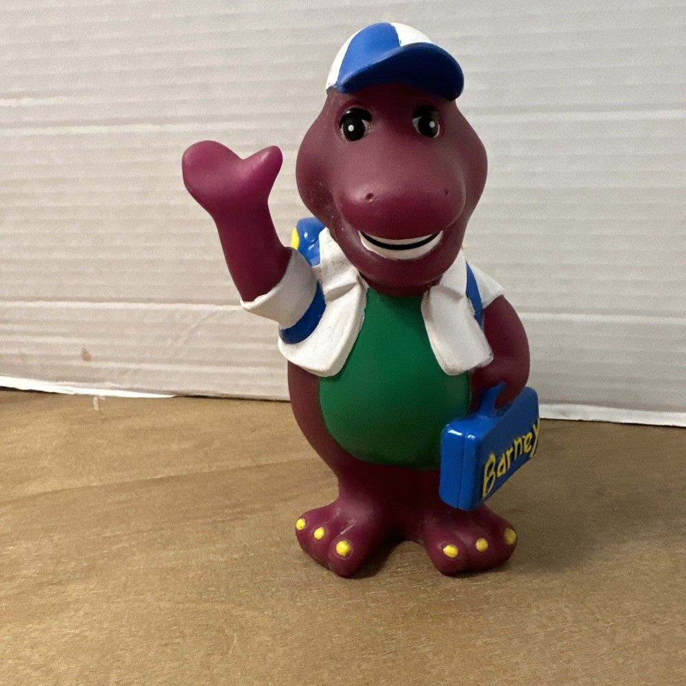 VINTAGE LYONS GROUP 1992 BARNEY PURPLE DINOSAUR BACK TO SCHOOL COIN PIGGY BANK!