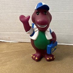 VINTAGE LYONS GROUP 1992 BARNEY PURPLE DINOSAUR BACK TO SCHOOL COIN PIGGY BANK!
