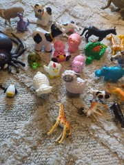 Vintage Lot of Animal Figures Random Mixed Hard Plastic Rubber Toys