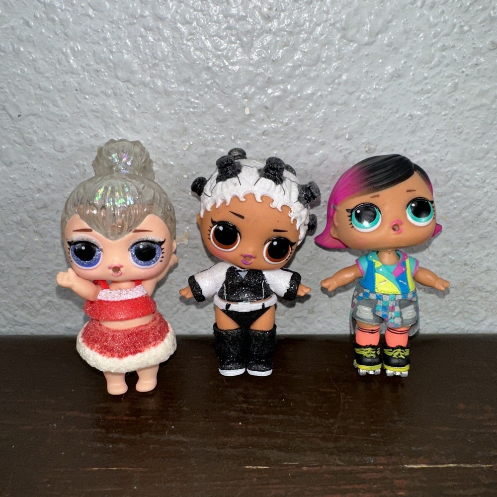 L.O.L. Surprise Dolls Lot Of 3 Mini Fashion Dolls Jointed Figures With Clothes