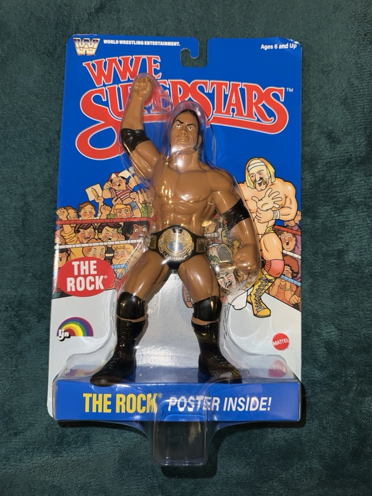 MINT MOC WWE Mattel Superstars LJN Series 3 The Rock Figure Blue Card Target NEW