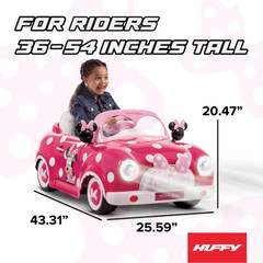 Disney Minnie Mouse Convertible Car 6 Volts Electric Ride-On Ages 3+ Years Huffy