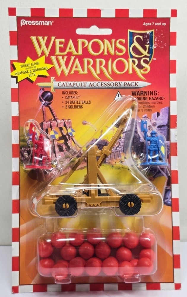 Weapons & Warriors Catapult Battle Balls & Soldiers Pressman Toys 1995 New Mint