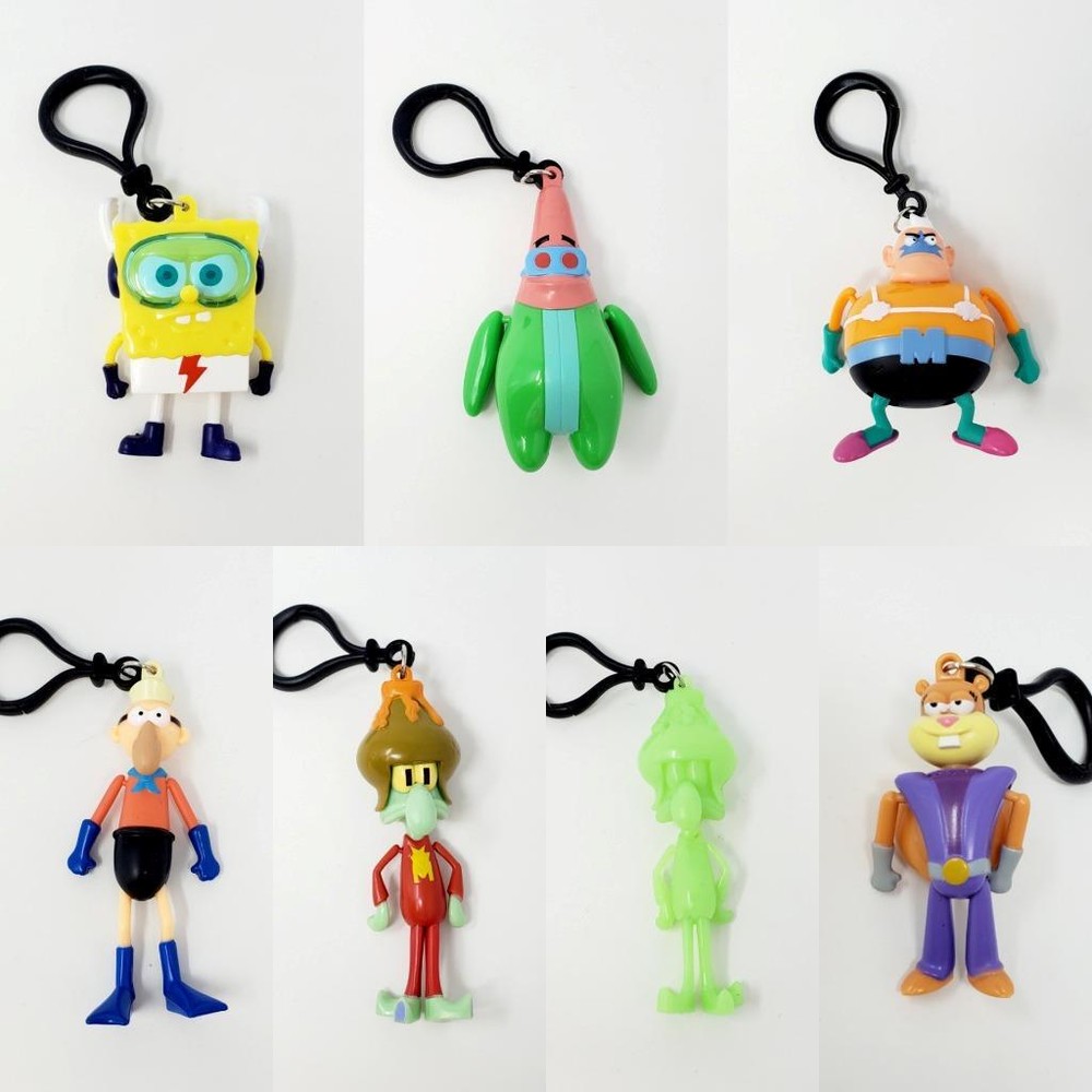 SpongeBob SquarePants Chibi In Motion Series 2 : Set of 7 Danglers w/ RARE GLOW