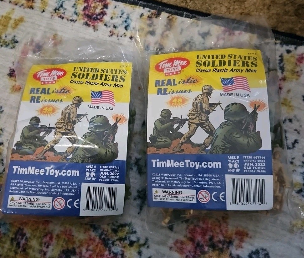 Lot Of 2 TimMee Plastic Army Men – OD Green vs Tan 48pc Toy Soldier Figures
