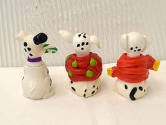 3 VTG Disney 101 Dalmatians McDonalds Toy Figures Christmas Sweaters Candy Cane