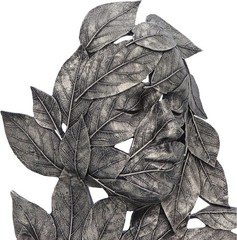 Nemesis Now Natural Emotion – Peace 32cm, Resin, Silver, Face in Leaves Nature S